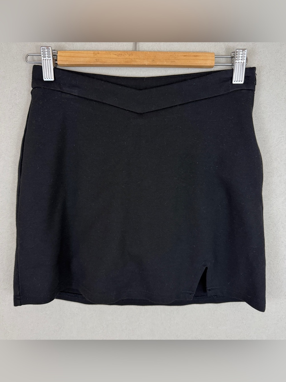 Black Mini Skort with Front V Notch
